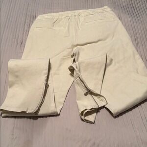 Embellish NYC Mens Cream Denim Jogger Size 30 Zipper Ankle Drawstring Streetwear
